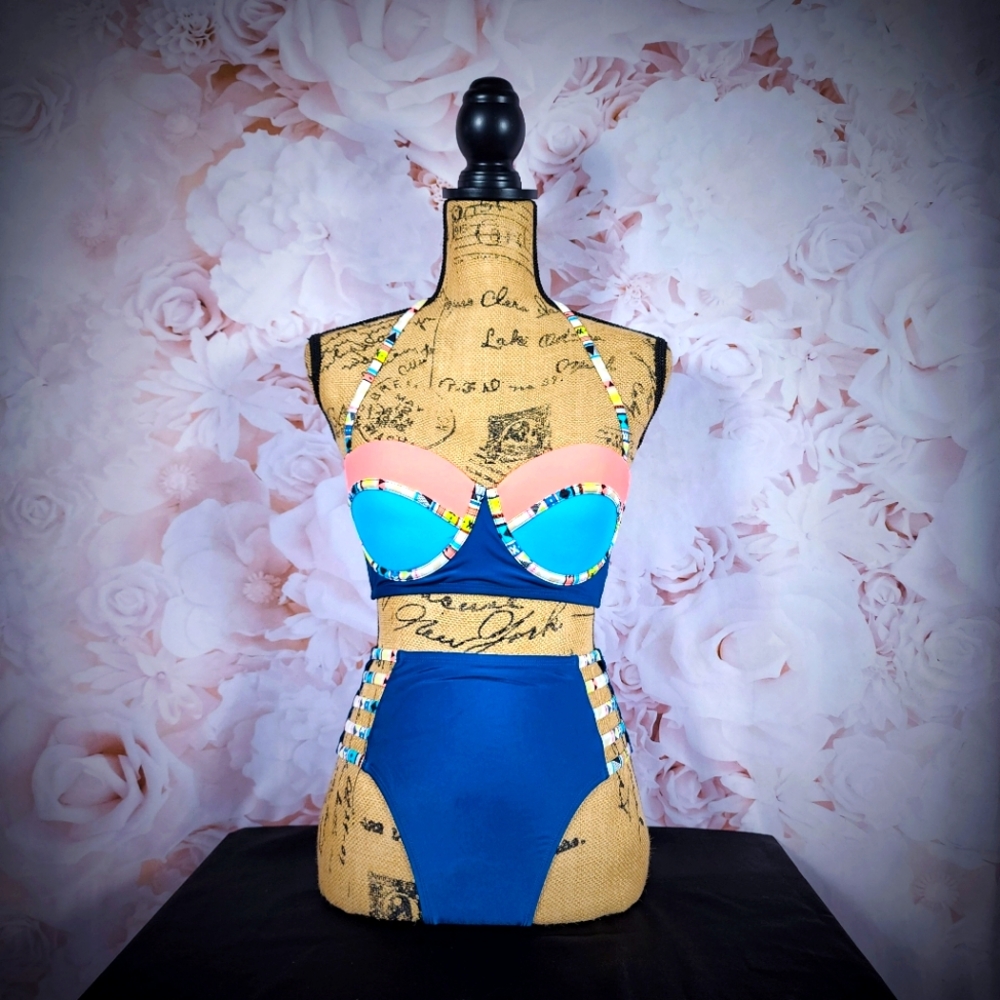 Xhilaration Blue and Pink Bikini Set